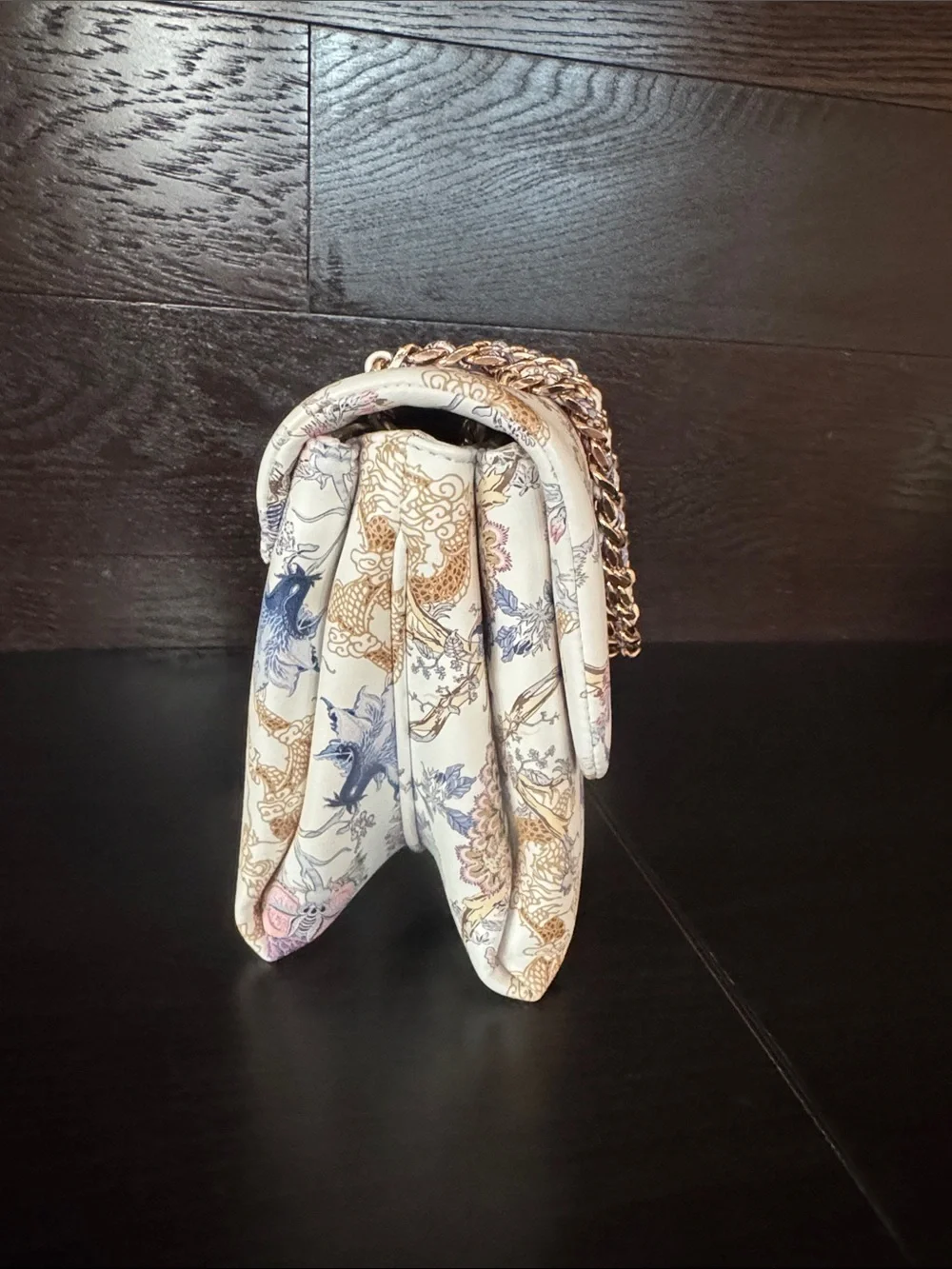 Floral Ivory Chain Strap Shoulder Bag